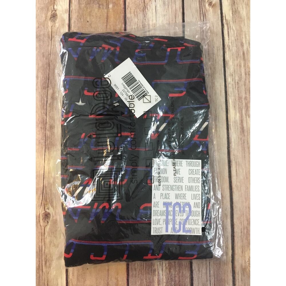 NWT LulaRoe TC2 Leggings black red blue Americana July 4th Holiday Patriotic NEW